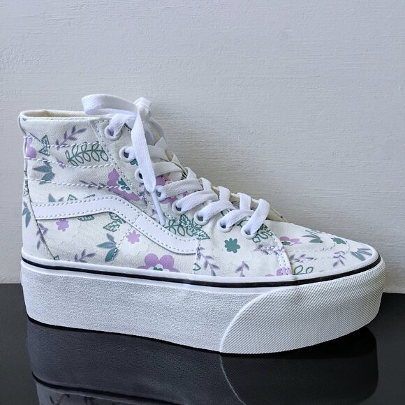 Vans Shoes - Vans Women Sk8-Hi Tapered Canvas Sneaker in Lovely Pastel Floral Frosted Mint